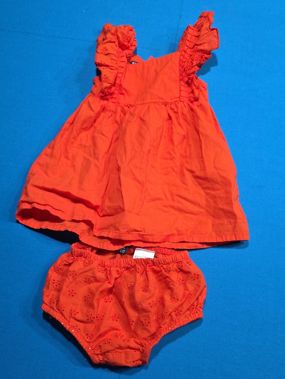 Toddler Orange Eyelet Dress & Bloomers Set